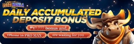Alt Text: "ROYALMANILA Casino welcome bonus and daily rewards – Claim free spins and bonus credits"