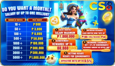 CS8 casino banner with welcome bonus and top games