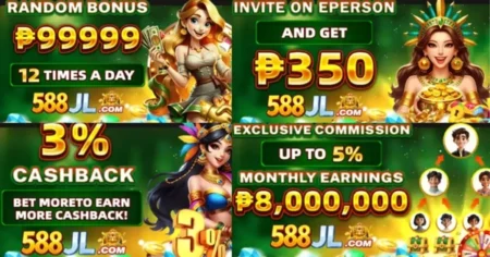 “588JL Philippines 2025 promotional banner featuring bonuses, GCash gaming, and mobile-friendly UI”