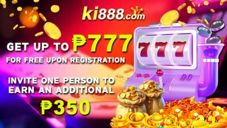 KI888 Philippines promotional banner highlighting login, registration, and the 777 free bonus for new members